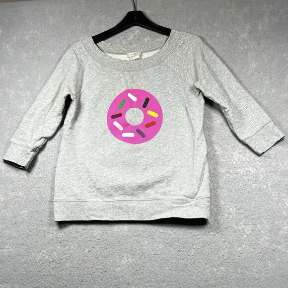 Kate Spade x Darcel Sweatshirt Womens Size XS Gray Donut Graphic Boatneck - Picture 1 of 14